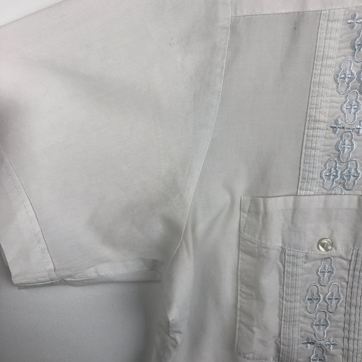 BLUE OCEAN Short-Sleeve Mexican Shirt, Cuban Shirt, Boxy Shirt, Men's Size XL (approx.) polyester white type Vintage Second Hand