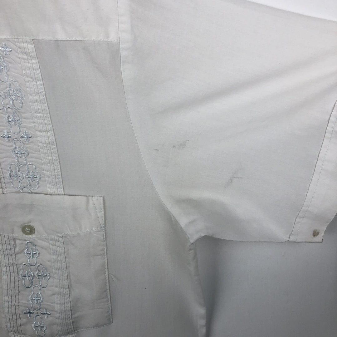 BLUE OCEAN Short-Sleeve Mexican Shirt, Cuban Shirt, Boxy Shirt, Men's Size XL (approx.) polyester white type Vintage Second Hand