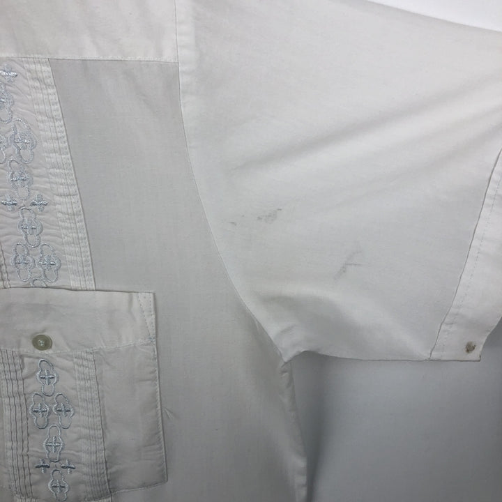 BLUE OCEAN Short-Sleeve Mexican Shirt, Cuban Shirt, Boxy Shirt, Men's Size XL (approx.) polyester white type Vintage Second Hand