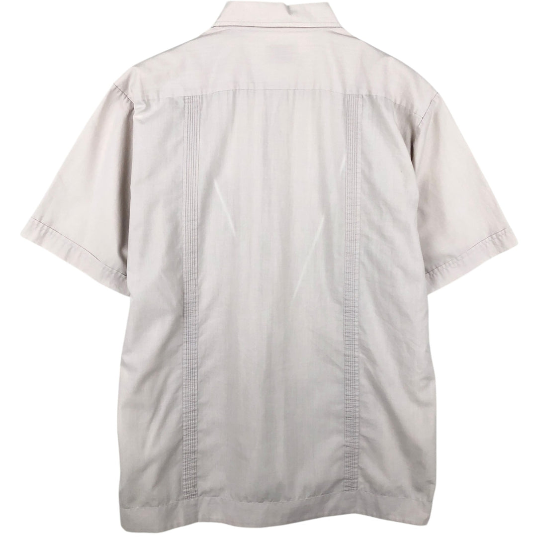 70'S Yuceteca Short-Sleeve Mexican Shirt, Cuban Shirt, Boxy Shirt, Men's Size L (Equivalent), Vintage polyester gray type Vintage Second Hand