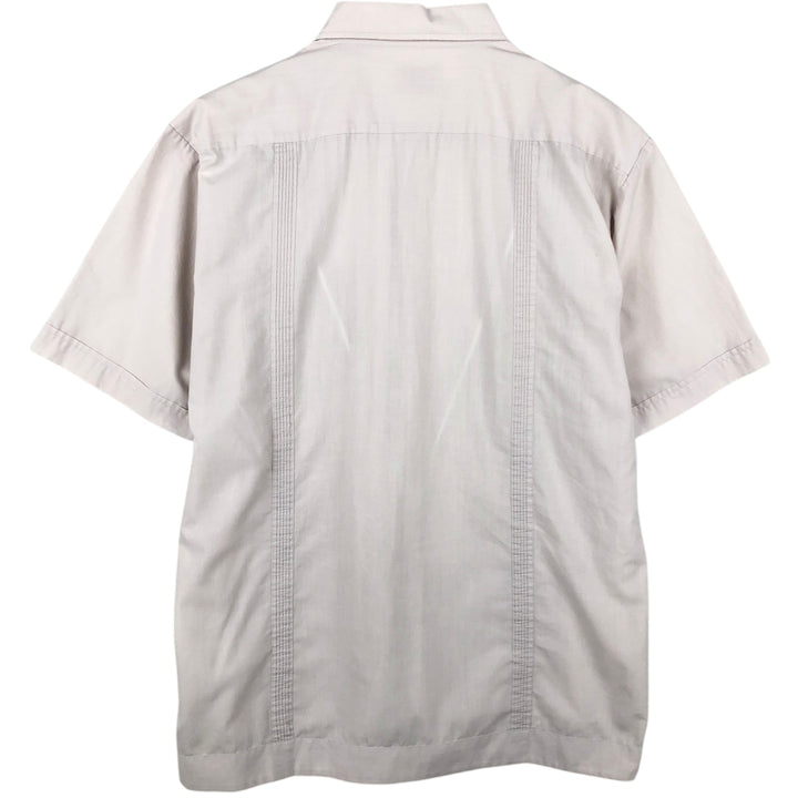70'S Yuceteca Short-Sleeve Mexican Shirt, Cuban Shirt, Boxy Shirt, Men's Size L (Equivalent), Vintage polyester gray type Vintage Second Hand