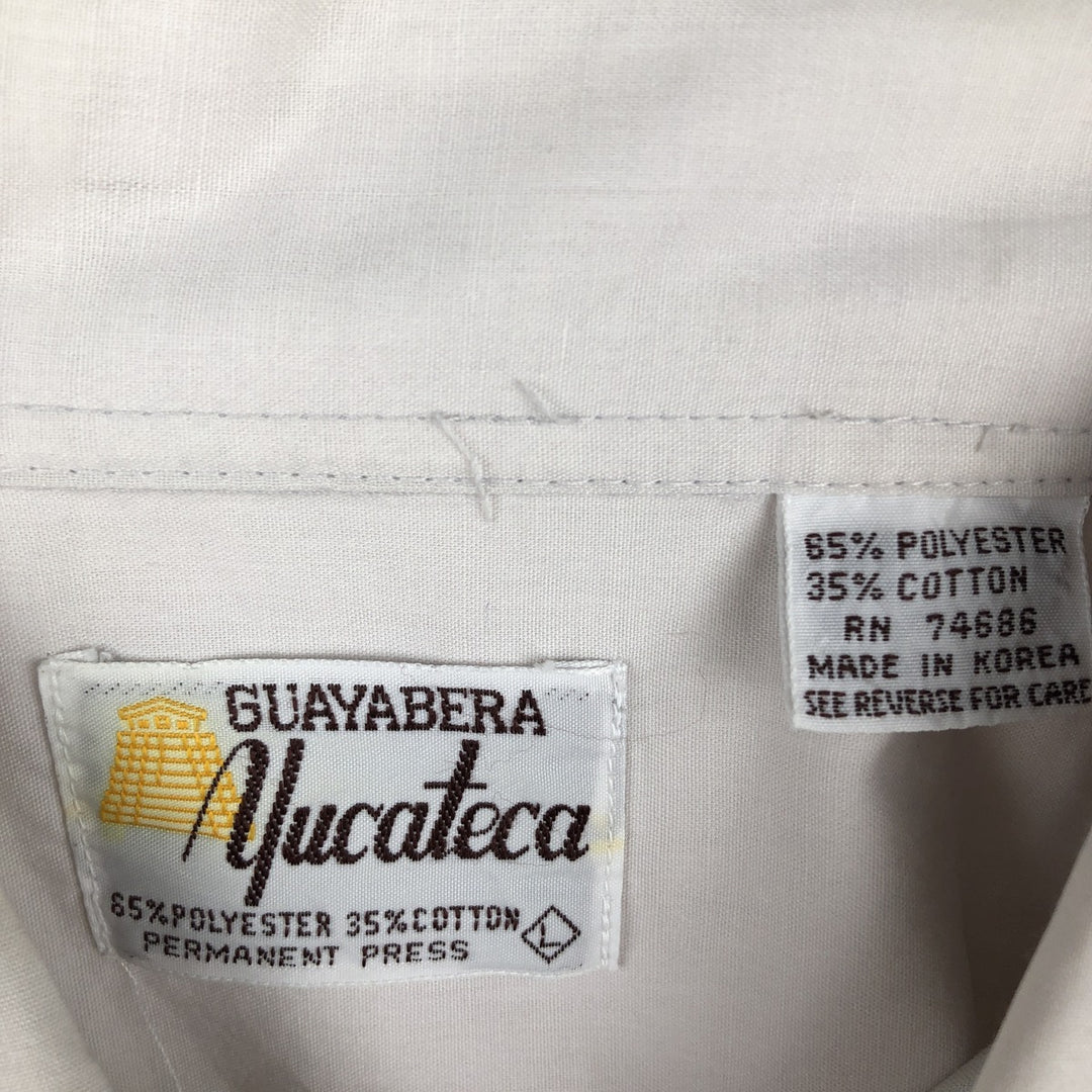 70'S Yuceteca Short-Sleeve Mexican Shirt, Cuban Shirt, Boxy Shirt, Men's Size L (Equivalent), Vintage polyester gray type Vintage Second Hand