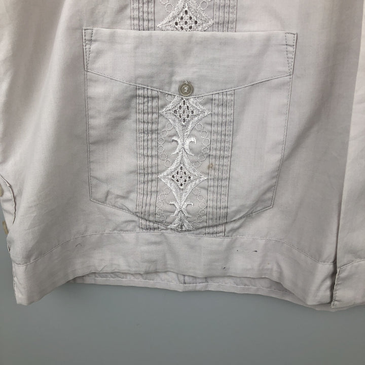 70'S Yuceteca Short-Sleeve Mexican Shirt, Cuban Shirt, Boxy Shirt, Men's Size L (Equivalent), Vintage polyester gray type Vintage Second Hand