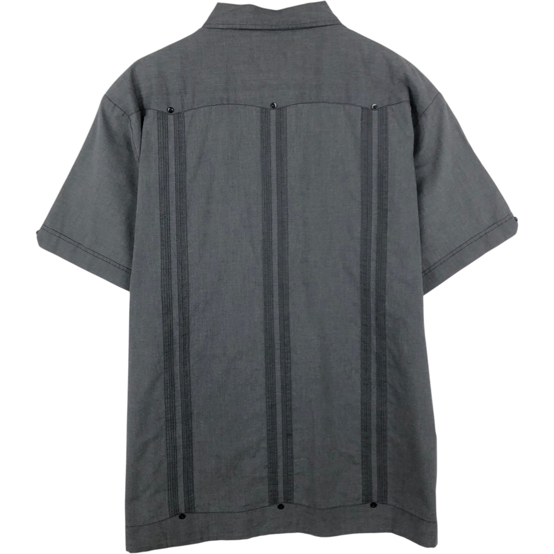 DAVID TAYLOR Open Button-Down Short-Sleeve Mexican Shirt, Cuban Shirt, Boxy Shirt, Men's Size XL unclear Charcoal Vintage Second Hand