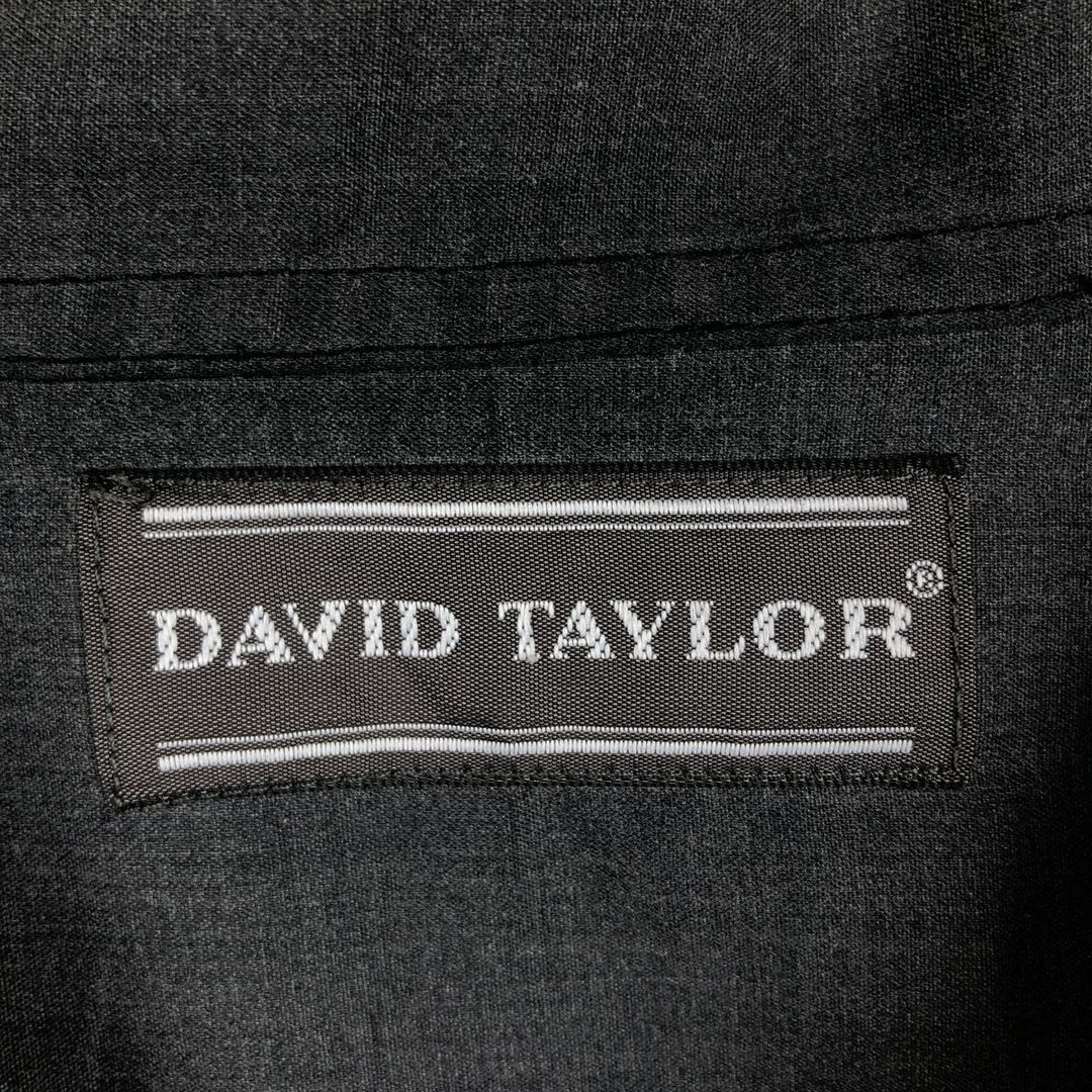DAVID TAYLOR Open Button-Down Short-Sleeve Mexican Shirt, Cuban Shirt, Boxy Shirt, Men's Size XL unclear Charcoal Vintage Second Hand