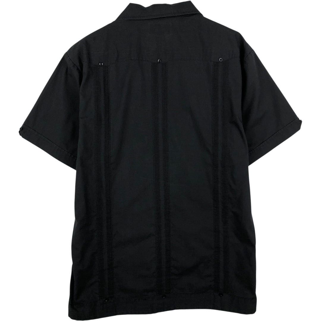 Havana Short-Sleeve Open-Collar Mexican Shirt, Cuban Shirt, Boxy Shirt, Men's Size L (approx.) polyester black type Vintage Second Hand