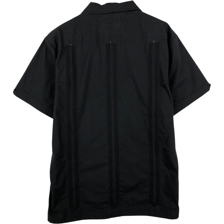 Havana Short-Sleeve Open-Collar Mexican Shirt, Cuban Shirt, Boxy Shirt, Men's Size L (approx.) polyester black type Vintage Second Hand