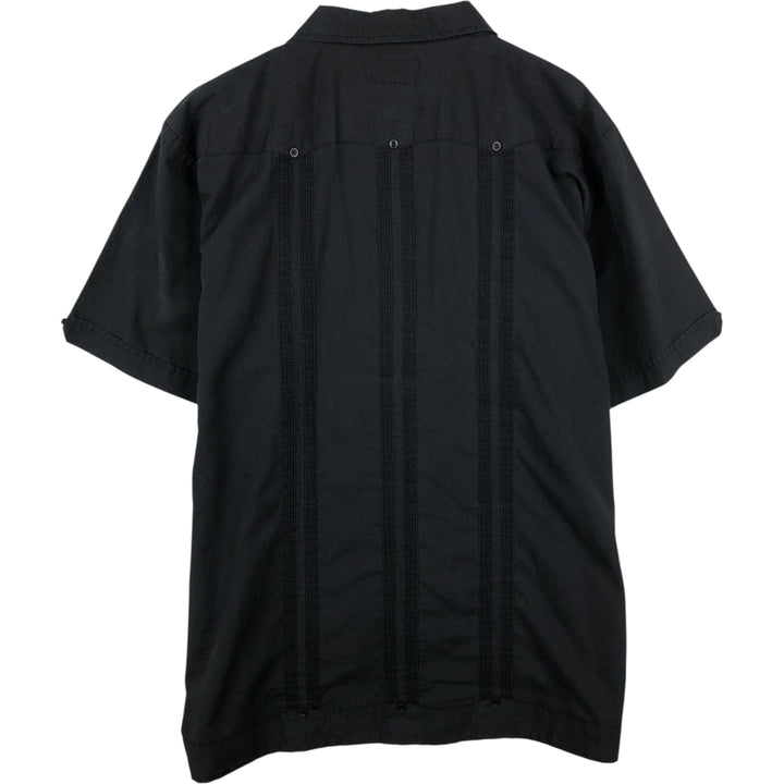 Havana Short-Sleeve Open-Collar Mexican Shirt, Cuban Shirt, Boxy Shirt, Men's Size XL polyester black type Vintage Second Hand