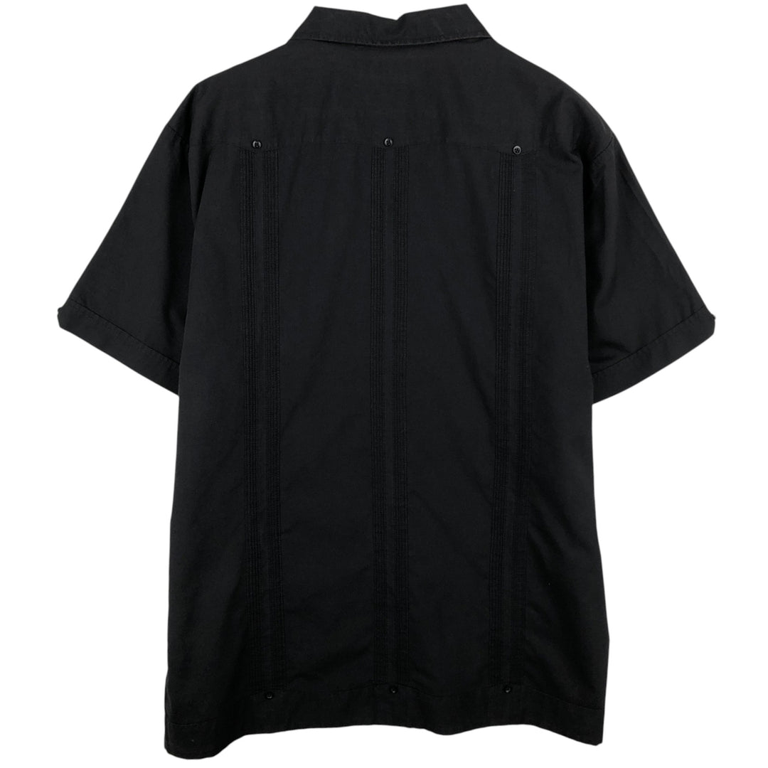 ROMANI Short-Sleeve Open-Collar Mexican Shirt, Cuban Shirt, Boxy Shirt, Men's Size XL polyester black type Vintage Second Hand