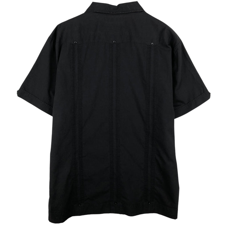 ROMANI Short-Sleeve Open-Collar Mexican Shirt, Cuban Shirt, Boxy Shirt, Men's Size XL polyester black type Vintage Second Hand