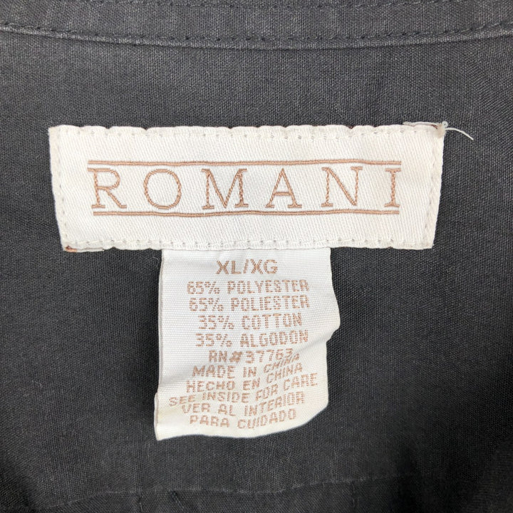 ROMANI Short-Sleeve Open-Collar Mexican Shirt, Cuban Shirt, Boxy Shirt, Men's Size XL polyester black type Vintage Second Hand