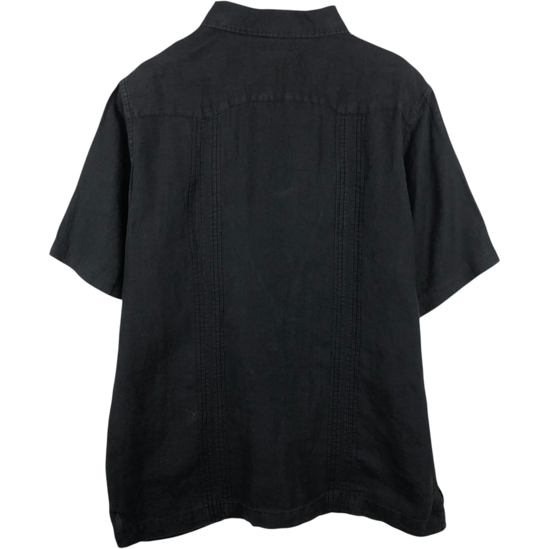 DANIEL CREMIEUX Wide Collar Short Sleeve Mexican Shirt Cuban Shirt Box Shirt Men's Size M (approx.) linen black type Vintage Second Hand