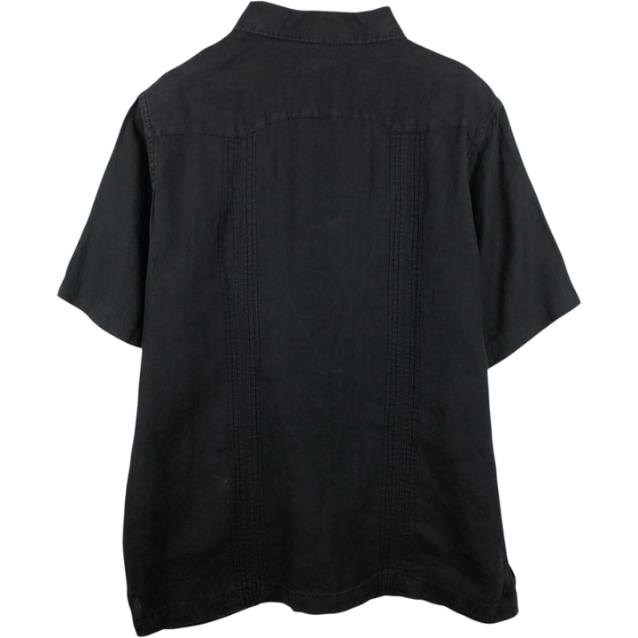 DANIEL CREMIEUX Wide Collar Short Sleeve Mexican Shirt Cuban Shirt Box Shirt Men's Size M (approx.) linen black type Vintage Second Hand