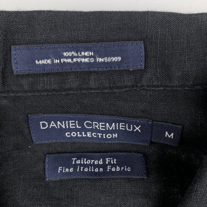 DANIEL CREMIEUX Wide Collar Short Sleeve Mexican Shirt Cuban Shirt Box Shirt Men's Size M (approx.) linen black type Vintage Second Hand