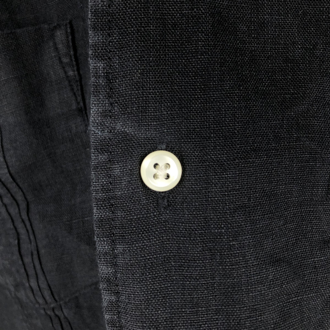 DANIEL CREMIEUX Wide Collar Short Sleeve Mexican Shirt Cuban Shirt Box Shirt Men's Size M (approx.) linen black type Vintage Second Hand