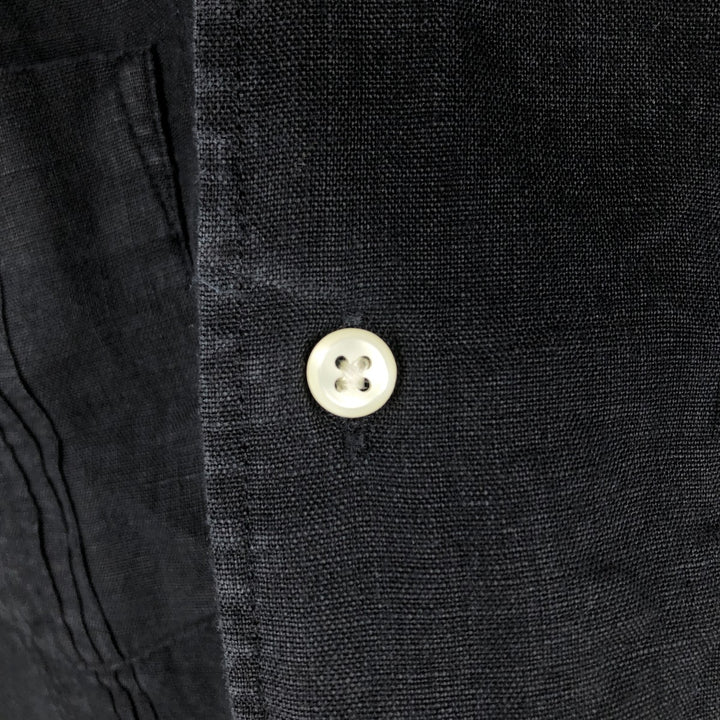 DANIEL CREMIEUX Wide Collar Short Sleeve Mexican Shirt Cuban Shirt Box Shirt Men's Size M (approx.) linen black type Vintage Second Hand