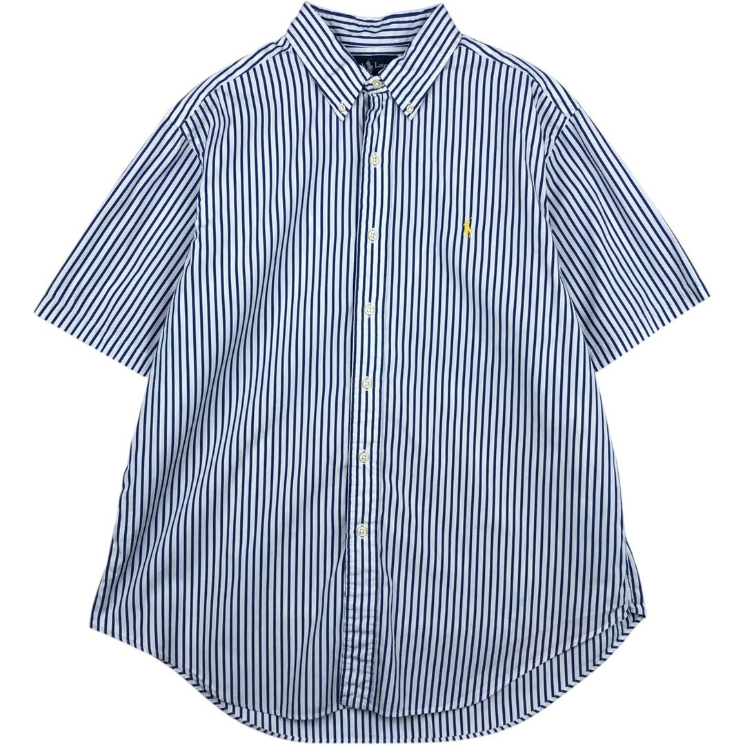 Ralph Lauren Classic Fit Short Sleeve Button Down Striped Shirt Men's XL cotton blue type Vintage Second Hand