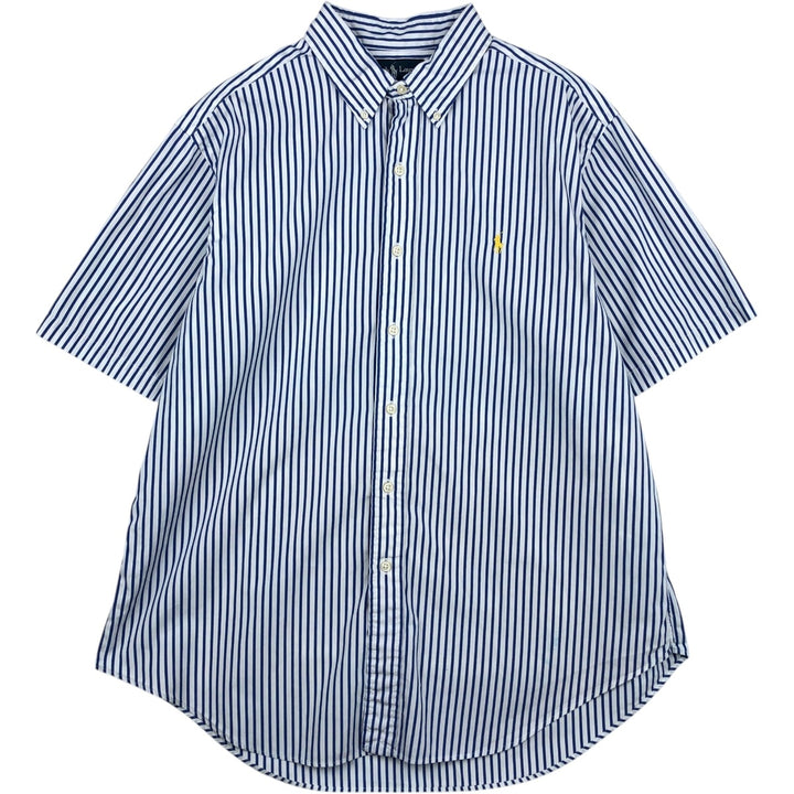 Ralph Lauren Classic Fit Short Sleeve Button Down Striped Shirt Men's XL cotton blue type Vintage Second Hand