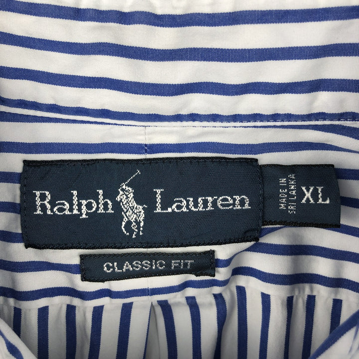Ralph Lauren Classic Fit Short Sleeve Button Down Striped Shirt Men's XL cotton blue type Vintage Second Hand