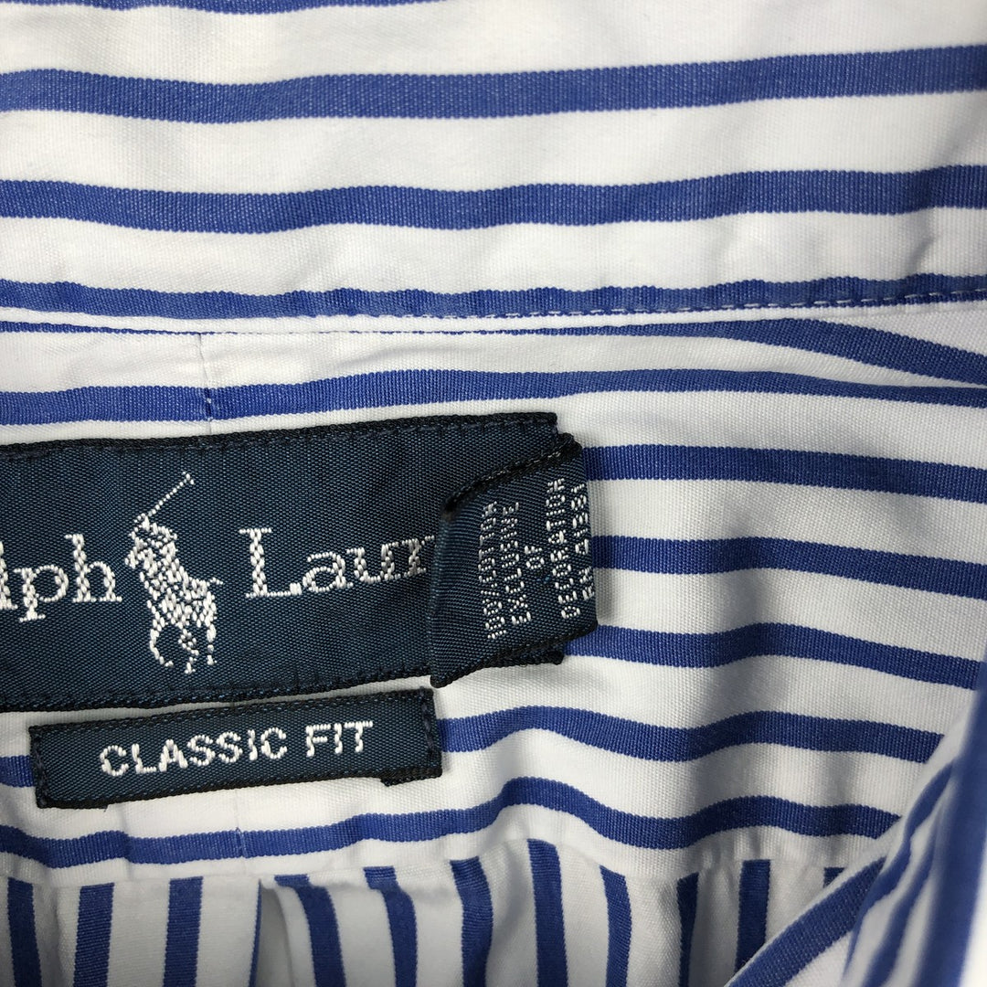 Ralph Lauren Classic Fit Short Sleeve Button Down Striped Shirt Men's XL cotton blue type Vintage Second Hand