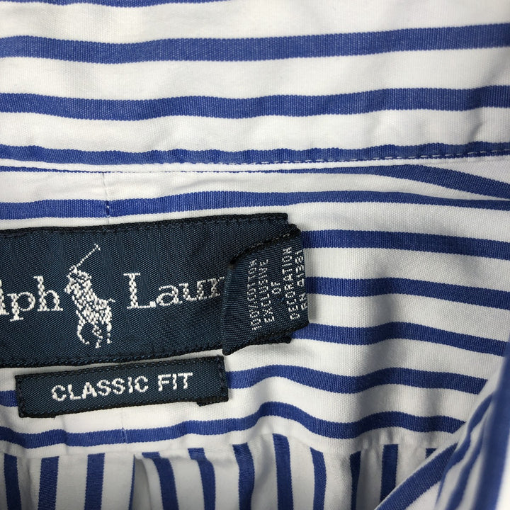 Ralph Lauren Classic Fit Short Sleeve Button Down Striped Shirt Men's XL cotton blue type Vintage Second Hand