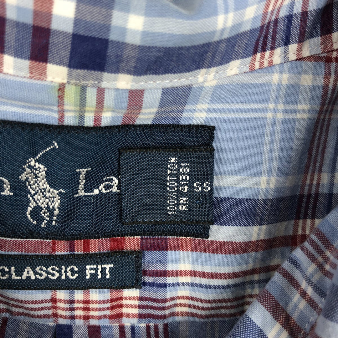 Ralph Lauren Classic Fit short sleeve button down check shirt for men, size XXL cotton blue type Vintage Second Hand