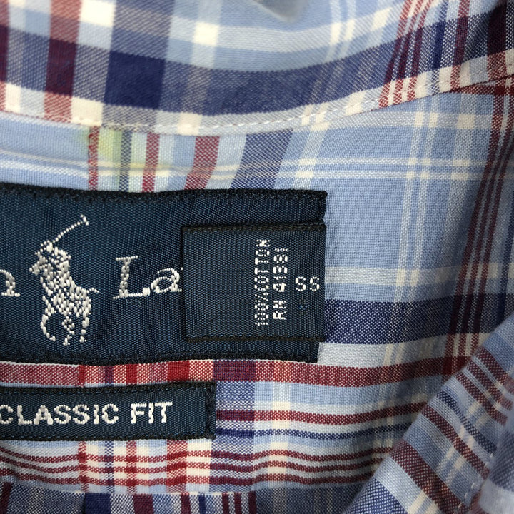 Ralph Lauren Classic Fit short sleeve button down check shirt for men, size XXL cotton blue type Vintage Second Hand