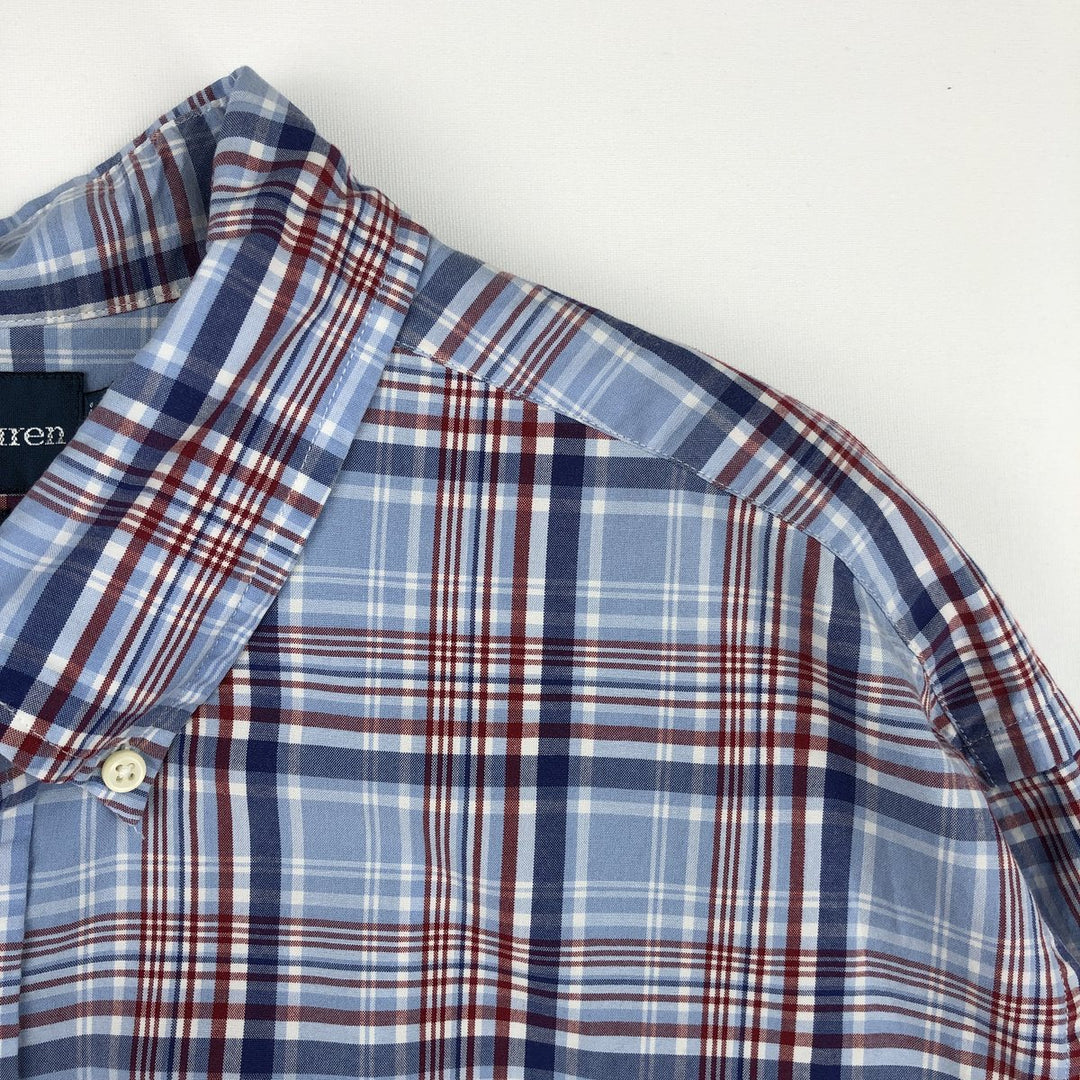 Ralph Lauren Classic Fit short sleeve button down check shirt for men, size XXL cotton blue type Vintage Second Hand