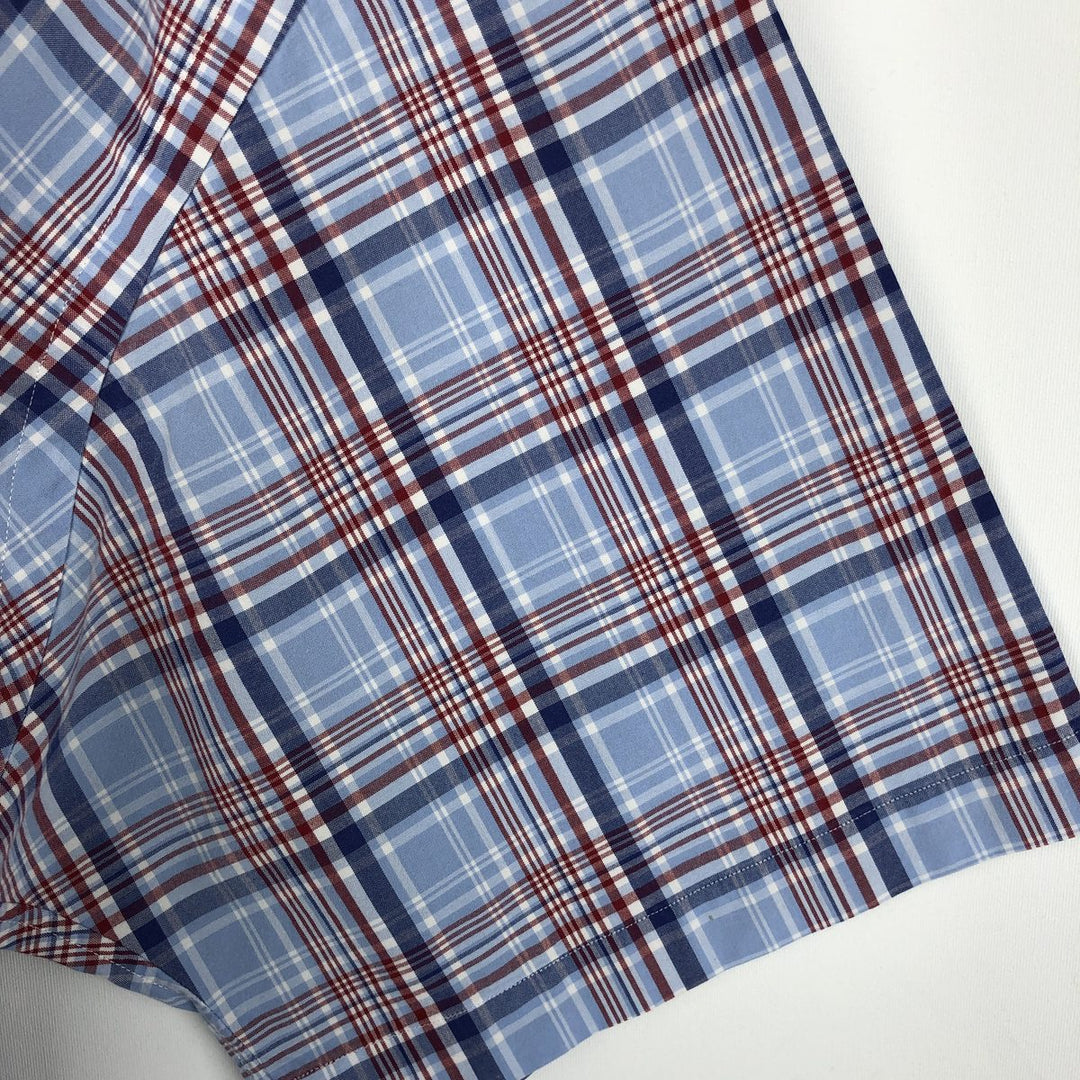 Ralph Lauren Classic Fit short sleeve button down check shirt for men, size XXL cotton blue type Vintage Second Hand
