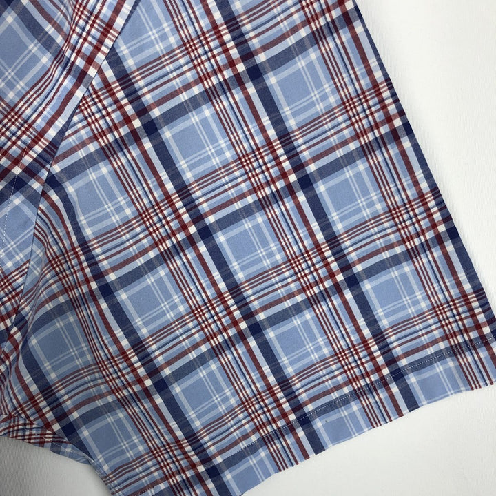 Ralph Lauren Classic Fit short sleeve button down check shirt for men, size XXL cotton blue type Vintage Second Hand
