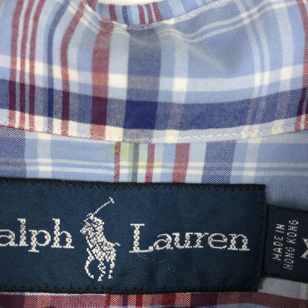 Ralph Lauren Classic Fit short sleeve button down check shirt for men, size XXL cotton blue type Vintage Second Hand