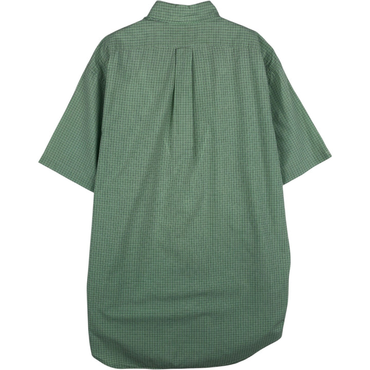 Ralph Lauren POLO RALPH LAUREN BLAKE Short-Sleeve Button-Down Check Shirt, Men's Size M (approx.) cotton Mint green Vintage Second Hand