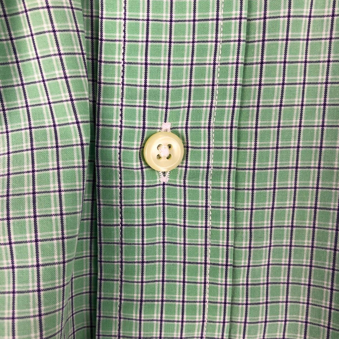 Ralph Lauren POLO RALPH LAUREN BLAKE Short-Sleeve Button-Down Check Shirt, Men's Size M (approx.) cotton Mint green Vintage Second Hand