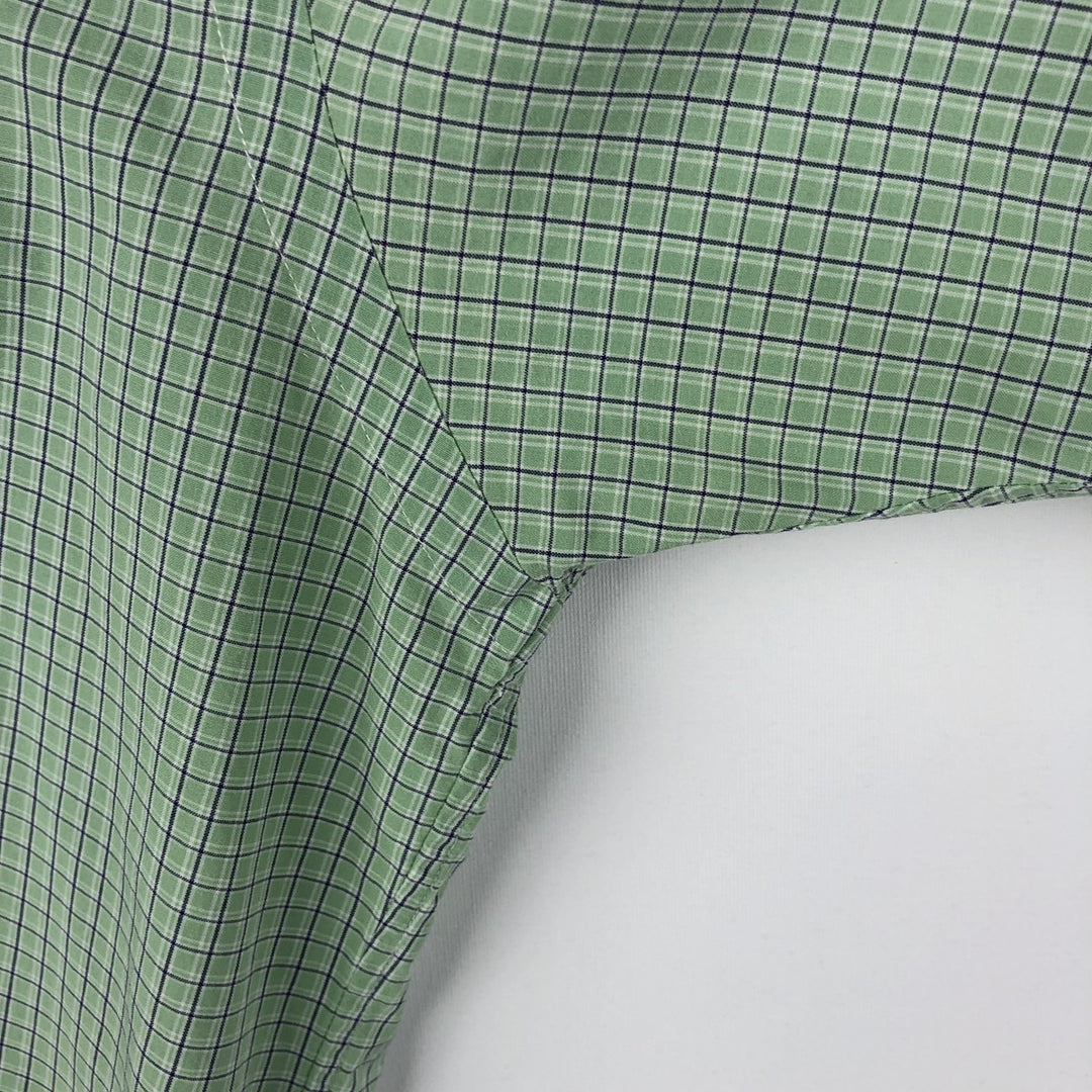 Ralph Lauren POLO RALPH LAUREN BLAKE Short-Sleeve Button-Down Check Shirt, Men's Size M (approx.) cotton Mint green Vintage Second Hand