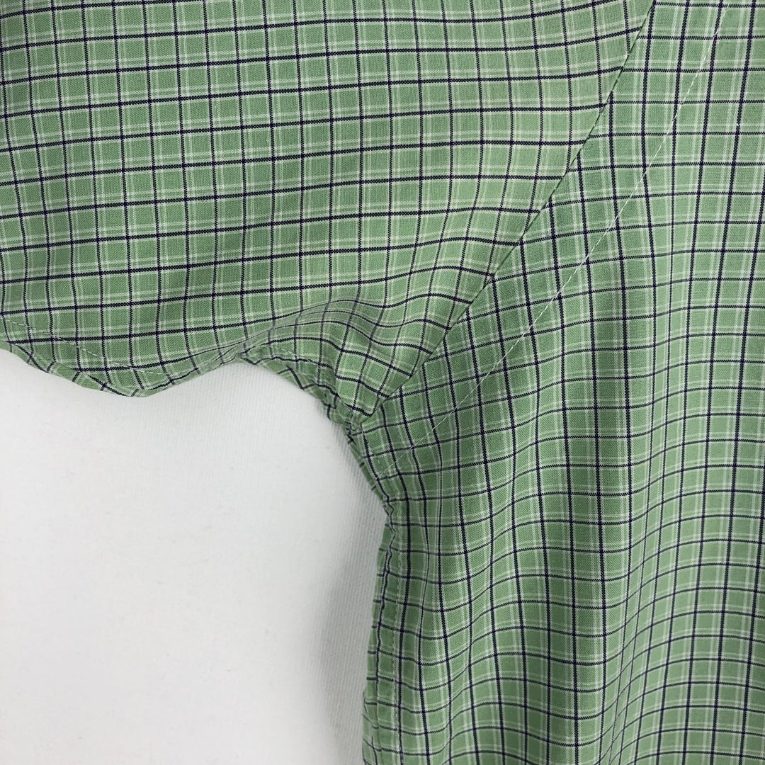 Ralph Lauren POLO RALPH LAUREN BLAKE Short-Sleeve Button-Down Check Shirt, Men's Size M (approx.) cotton Mint green Vintage Second Hand