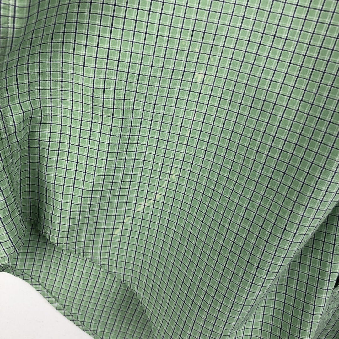 Ralph Lauren POLO RALPH LAUREN BLAKE Short-Sleeve Button-Down Check Shirt, Men's Size M (approx.) cotton Mint green Vintage Second Hand