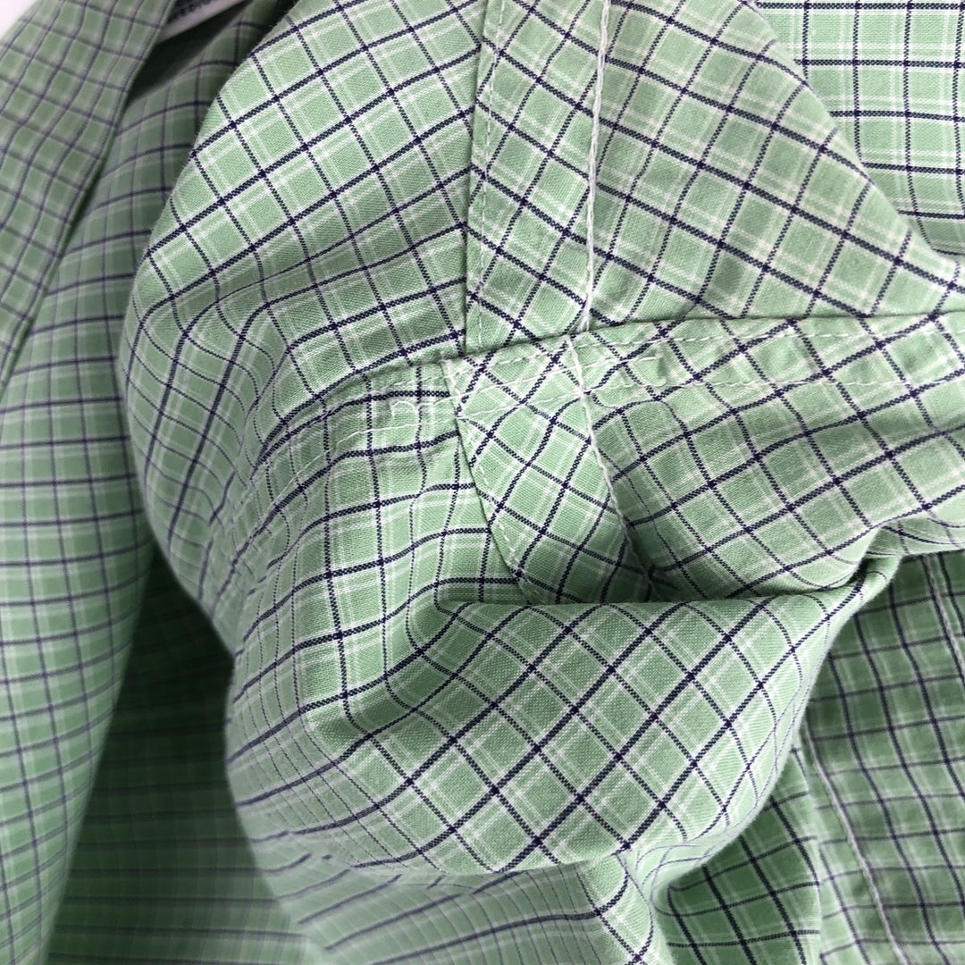 Ralph Lauren POLO RALPH LAUREN BLAKE Short-Sleeve Button-Down Check Shirt, Men's Size M (approx.) cotton Mint green Vintage Second Hand