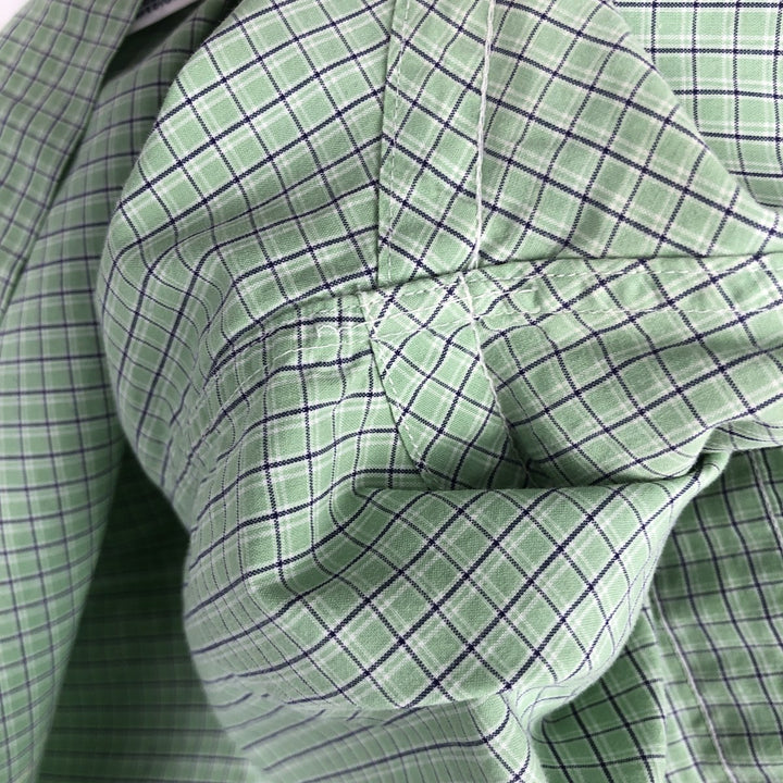 Ralph Lauren POLO RALPH LAUREN BLAKE Short-Sleeve Button-Down Check Shirt, Men's Size M (approx.) cotton Mint green Vintage Second Hand