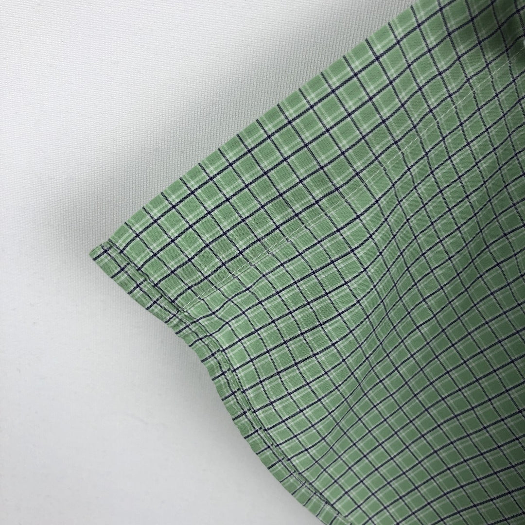 Ralph Lauren POLO RALPH LAUREN BLAKE Short-Sleeve Button-Down Check Shirt, Men's Size M (approx.) cotton Mint green Vintage Second Hand