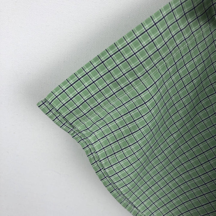 Ralph Lauren POLO RALPH LAUREN BLAKE Short-Sleeve Button-Down Check Shirt, Men's Size M (approx.) cotton Mint green Vintage Second Hand