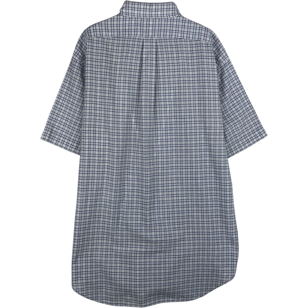 Ralph Lauren BLAKE short sleeve button down check shirt, men's size M cotton navy blue type Vintage Second Hand