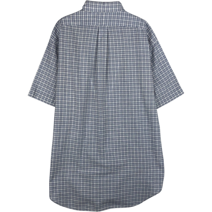 Ralph Lauren BLAKE short sleeve button down check shirt, men's size M cotton navy blue type Vintage Second Hand