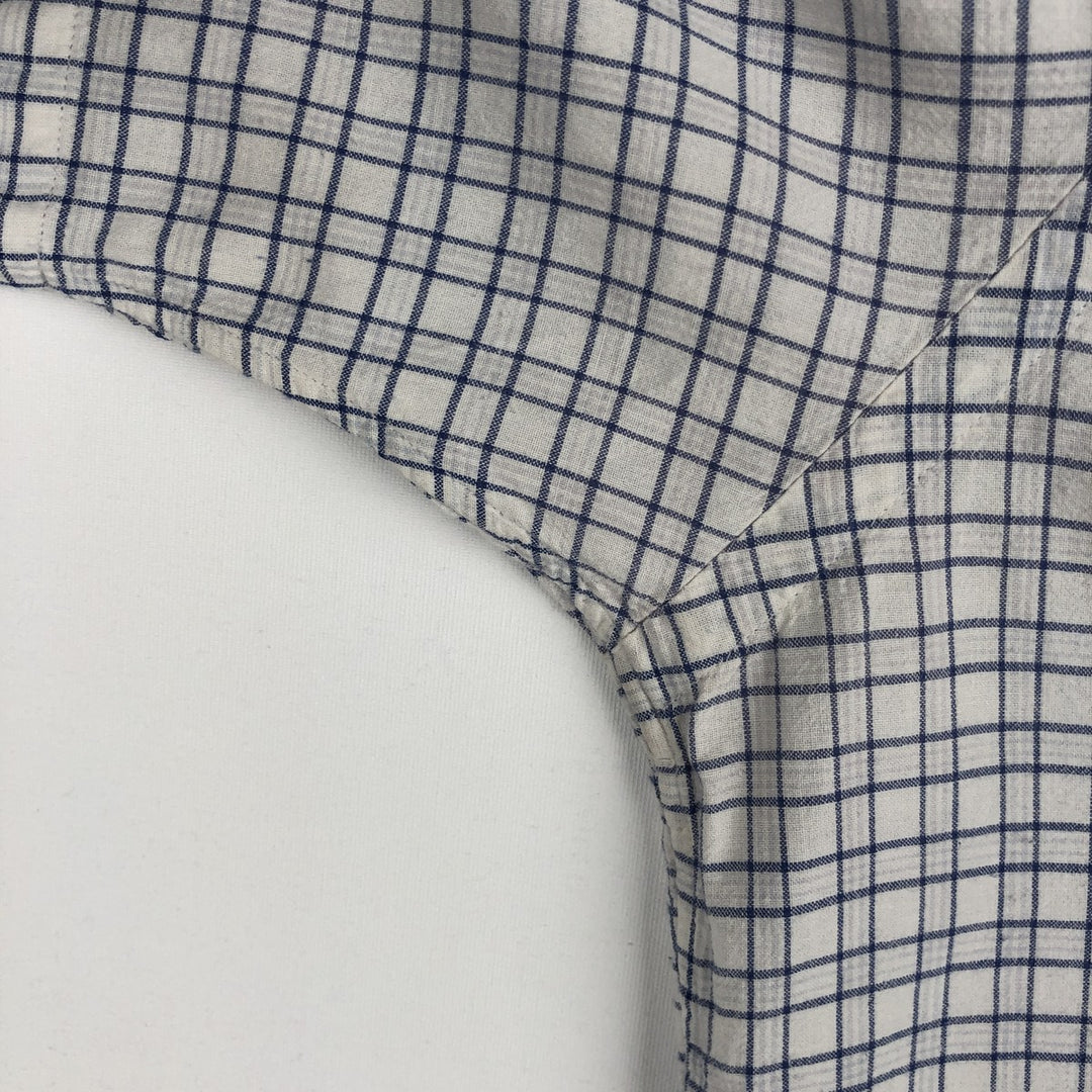 Ralph Lauren BLAKE short sleeve button down check shirt, men's size M cotton navy blue type Vintage Second Hand