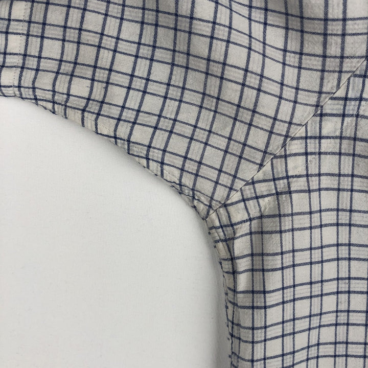 Ralph Lauren BLAKE short sleeve button down check shirt, men's size M cotton navy blue type Vintage Second Hand
