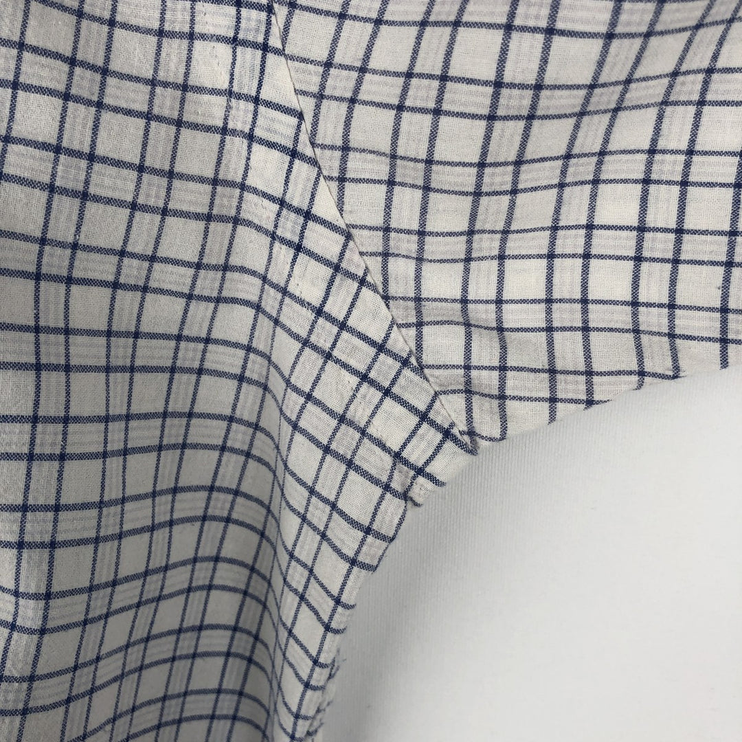 Ralph Lauren BLAKE short sleeve button down check shirt, men's size M cotton navy blue type Vintage Second Hand