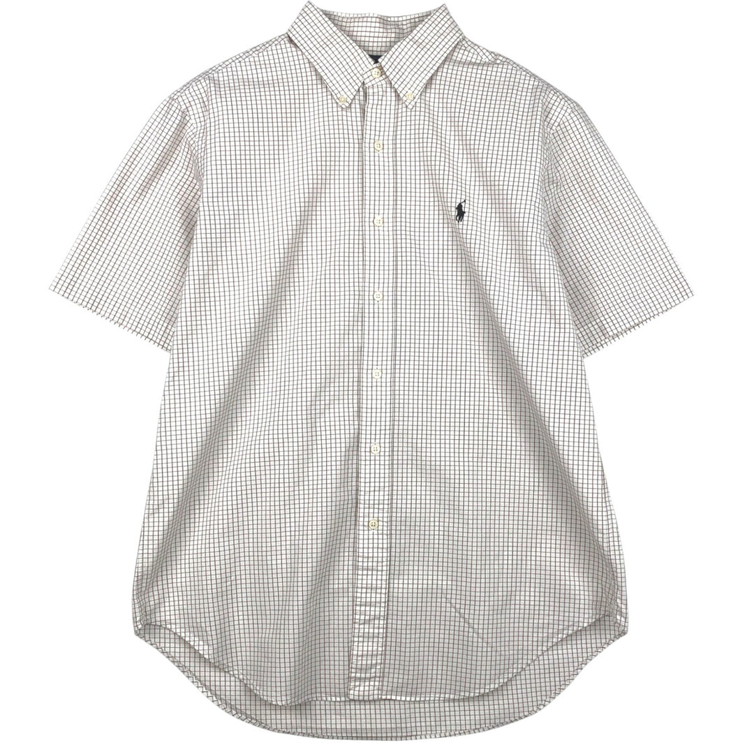 Ralph Lauren Classic Fit short sleeve button down check shirt, men's size L cotton white type Vintage Second Hand