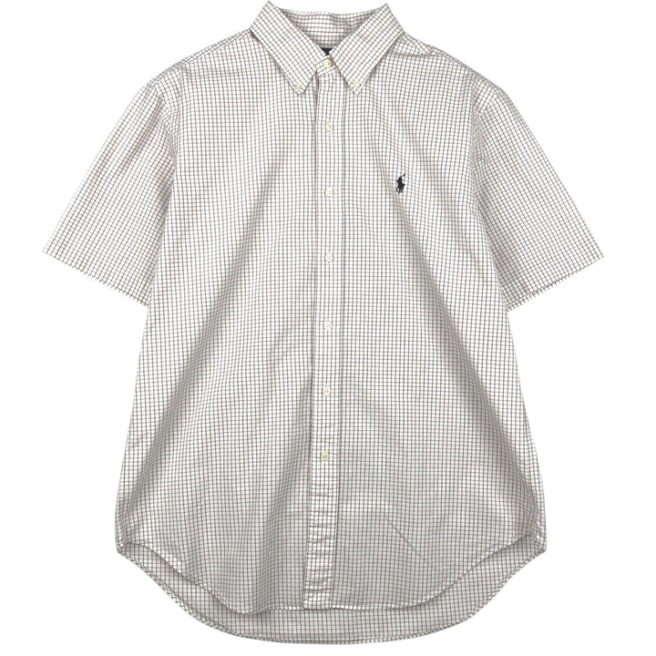 Ralph Lauren Classic Fit short sleeve button down check shirt, men's size L cotton white type Vintage Second Hand