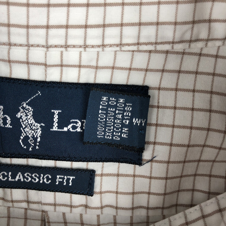 Ralph Lauren Classic Fit short sleeve button down check shirt, men's size L cotton white type Vintage Second Hand
