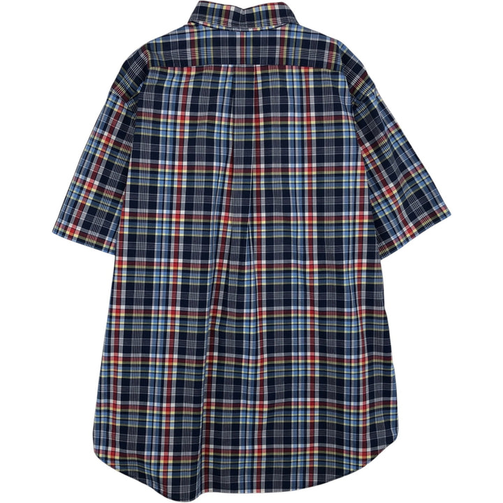 Ralph Lauren Classic Fit short sleeve button down check shirt, men's size XL cotton navy blue type Vintage Second Hand