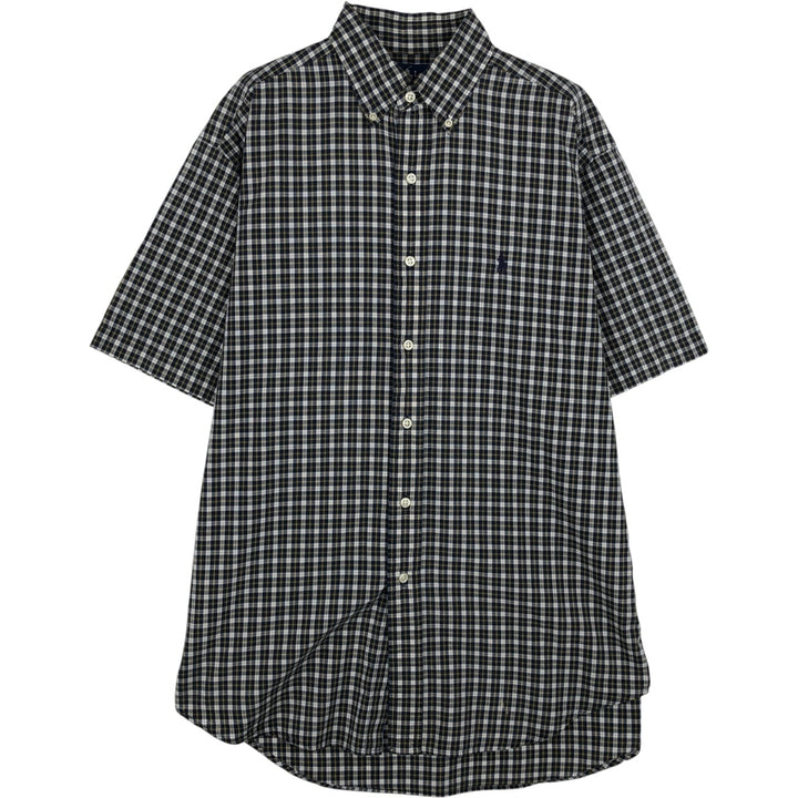 Ralph Lauren BLAKE Short-Sleeve Button-Down Check Shirt, Men's Size S (approx.) cotton navy blue type Vintage Second Hand